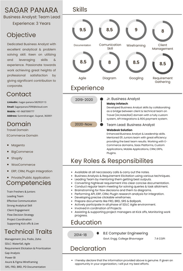 Sagar Resume | Visual Paradigm User-Contributed Diagrams / Designs